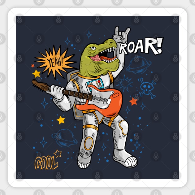 dinosaur astronaut roar Sticker by Mako Design 